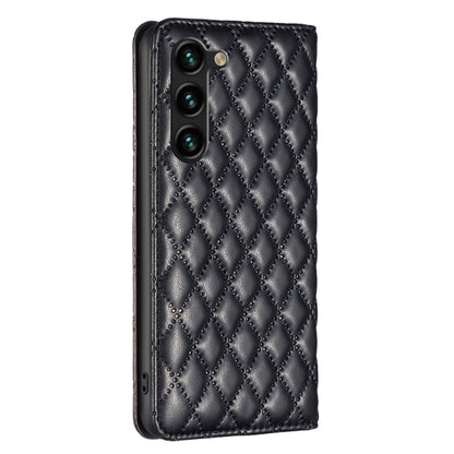 For Samsung Galaxy S25+ 5G Diamond Lattice Magnetic Leather Flip Phone Case(Black) by buy2fix