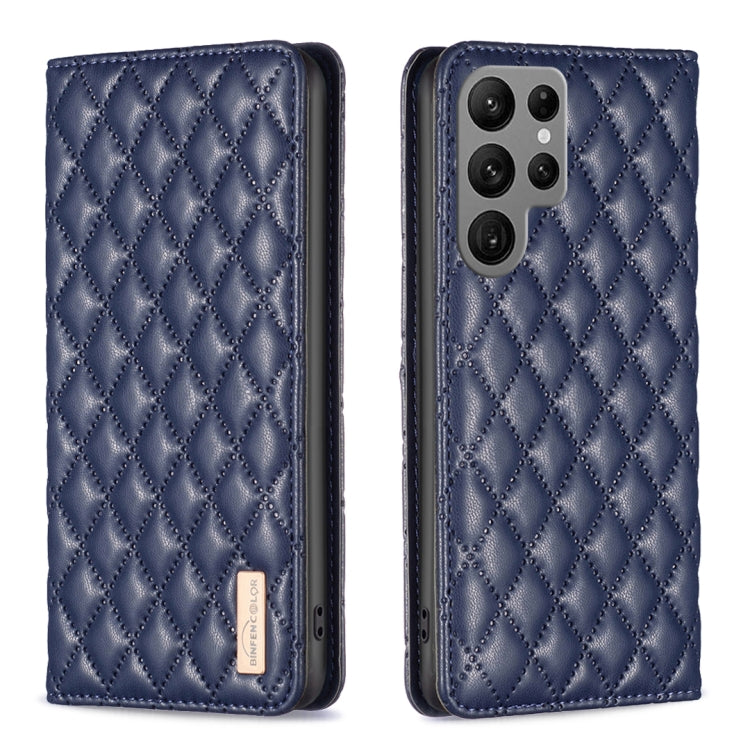 For Samsung Galaxy S25 Ultra 5G Diamond Lattice Magnetic Leather Flip Phone Case(Blue) by buy2fix