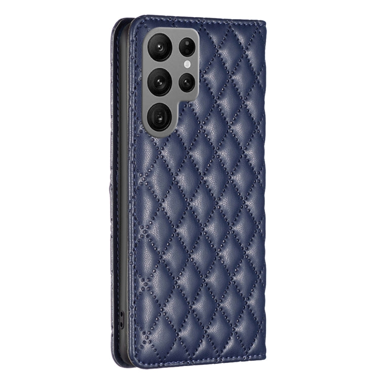 For Samsung Galaxy S25 Ultra 5G Diamond Lattice Magnetic Leather Flip Phone Case(Blue) by buy2fix