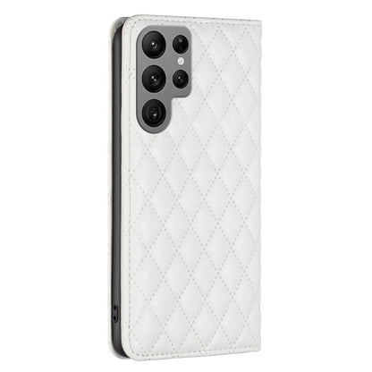 For Samsung Galaxy S25 Ultra 5G Diamond Lattice Magnetic Leather Flip Phone Case(White) by buy2fix