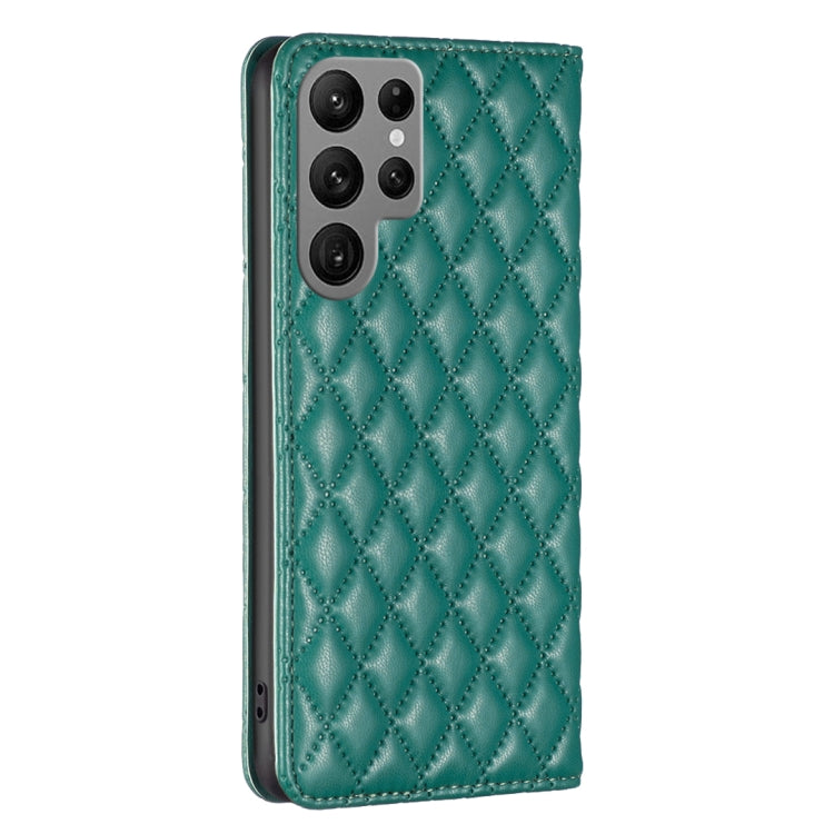 For Samsung Galaxy S25 Ultra 5G Diamond Lattice Magnetic Leather Flip Phone Case(Green) by buy2fix