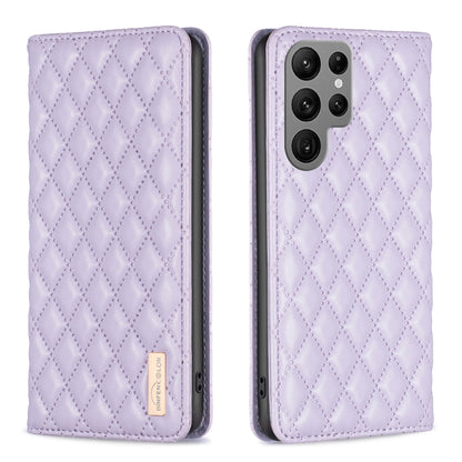 For Samsung Galaxy S25 Ultra 5G Diamond Lattice Magnetic Leather Flip Phone Case(Purple) by buy2fix