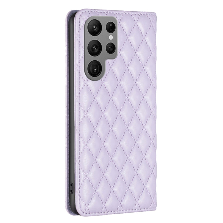 For Samsung Galaxy S25 Ultra 5G Diamond Lattice Magnetic Leather Flip Phone Case(Purple) by buy2fix