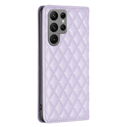 For Samsung Galaxy S25 Ultra 5G Diamond Lattice Magnetic Leather Flip Phone Case(Purple) by buy2fix
