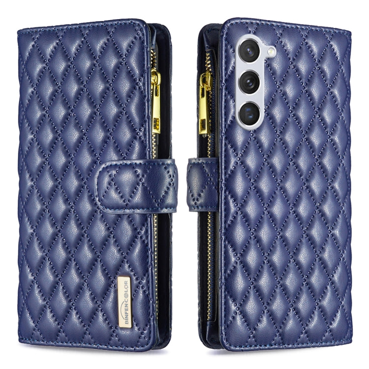 For Samsung Galaxy S25 5G Diamond Lattice Zipper Wallet Leather Flip Phone Case(Blue) by buy2fix