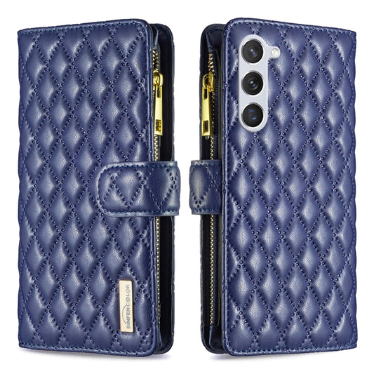 For Samsung Galaxy S25 5G Diamond Lattice Zipper Wallet Leather Flip Phone Case(Blue) by buy2fix