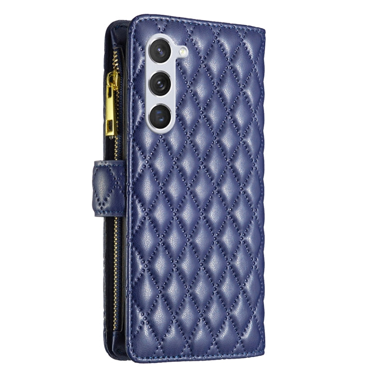 For Samsung Galaxy S25 5G Diamond Lattice Zipper Wallet Leather Flip Phone Case(Blue) by buy2fix