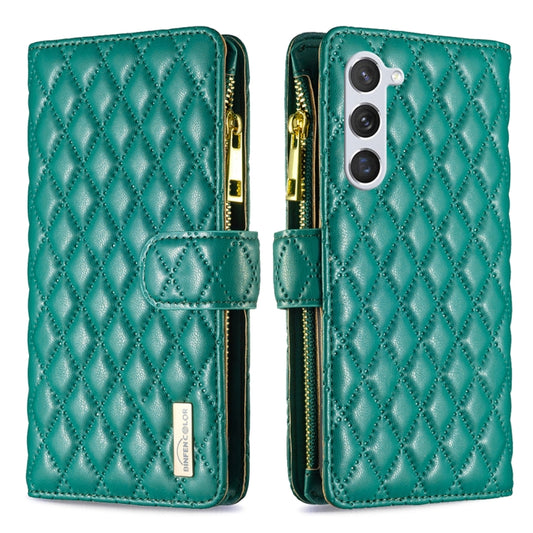For Samsung Galaxy S25 5G Diamond Lattice Zipper Wallet Leather Flip Phone Case(Green) by buy2fix