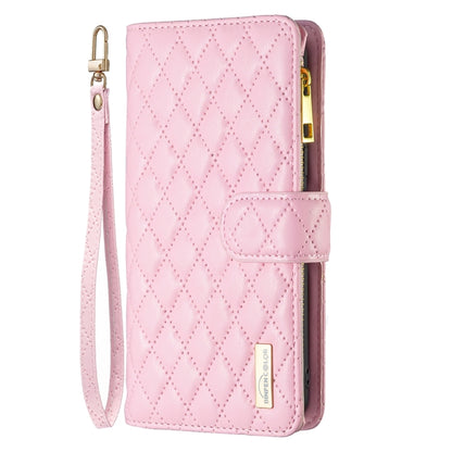For Samsung Galaxy S25 5G Diamond Lattice Zipper Wallet Leather Flip Phone Case(Pink) by buy2fix
