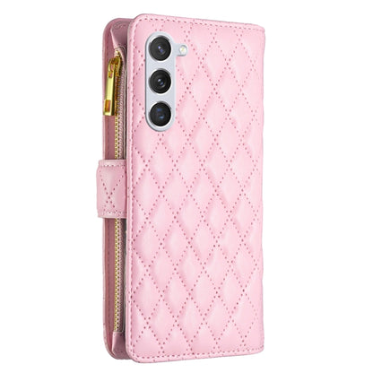For Samsung Galaxy S25 5G Diamond Lattice Zipper Wallet Leather Flip Phone Case(Pink) by buy2fix