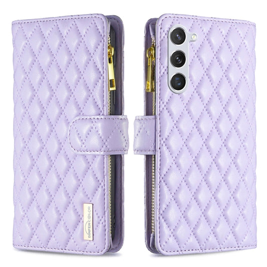 For Samsung Galaxy S25 5G Diamond Lattice Zipper Wallet Leather Flip Phone Case(Purple) by buy2fix