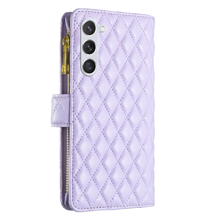 For Samsung Galaxy S25 5G Diamond Lattice Zipper Wallet Leather Flip Phone Case(Purple) by buy2fix