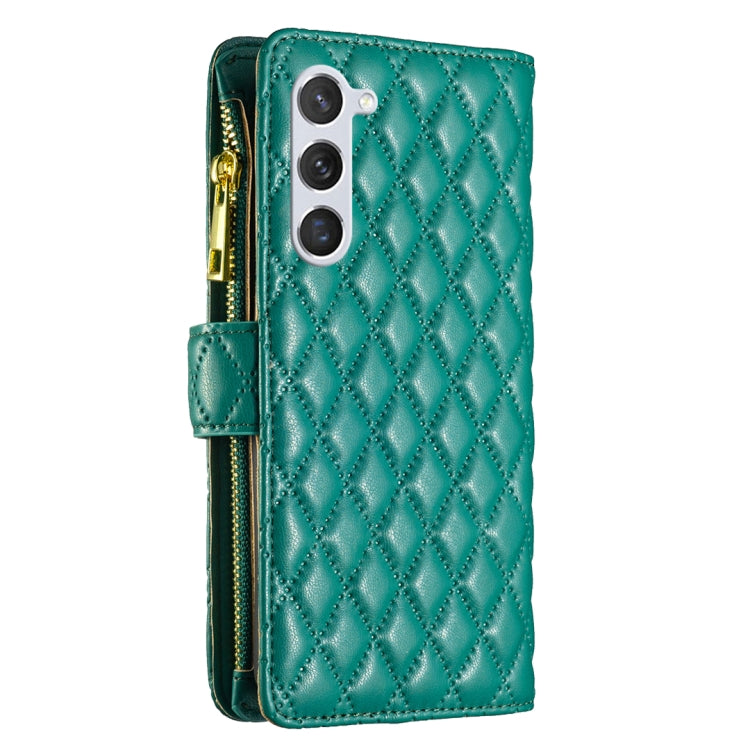 For Samsung Galaxy S25+ 5G Diamond Lattice Zipper Wallet Leather Flip Phone Case(Green) by buy2fix