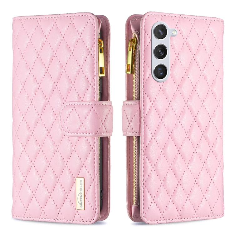 For Samsung Galaxy S25+ 5G Diamond Lattice Zipper Wallet Leather Flip Phone Case(Pink) by buy2fix