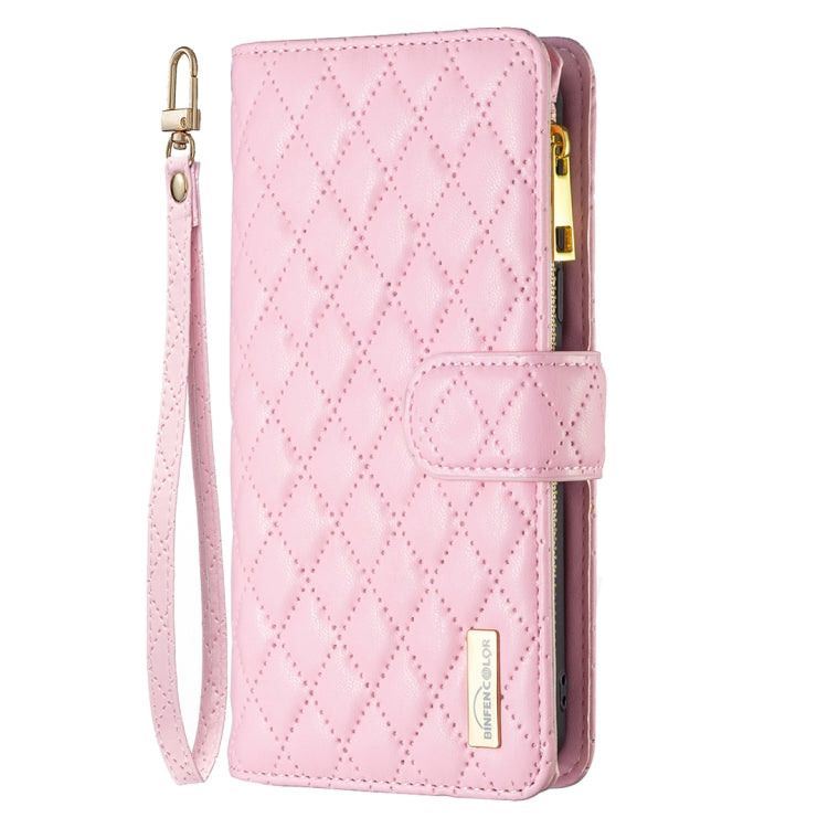 For Samsung Galaxy S25+ 5G Diamond Lattice Zipper Wallet Leather Flip Phone Case(Pink) by buy2fix