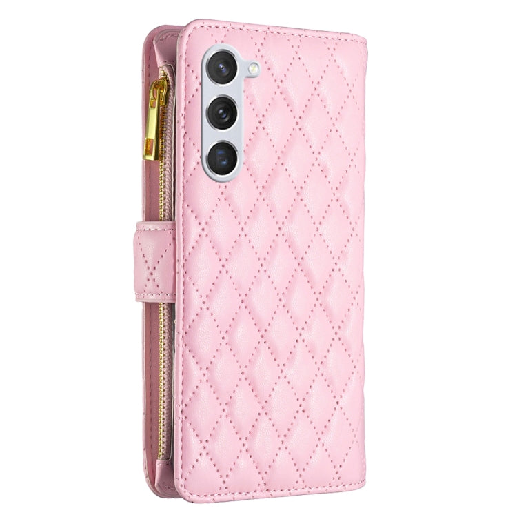 For Samsung Galaxy S25+ 5G Diamond Lattice Zipper Wallet Leather Flip Phone Case(Pink) by buy2fix