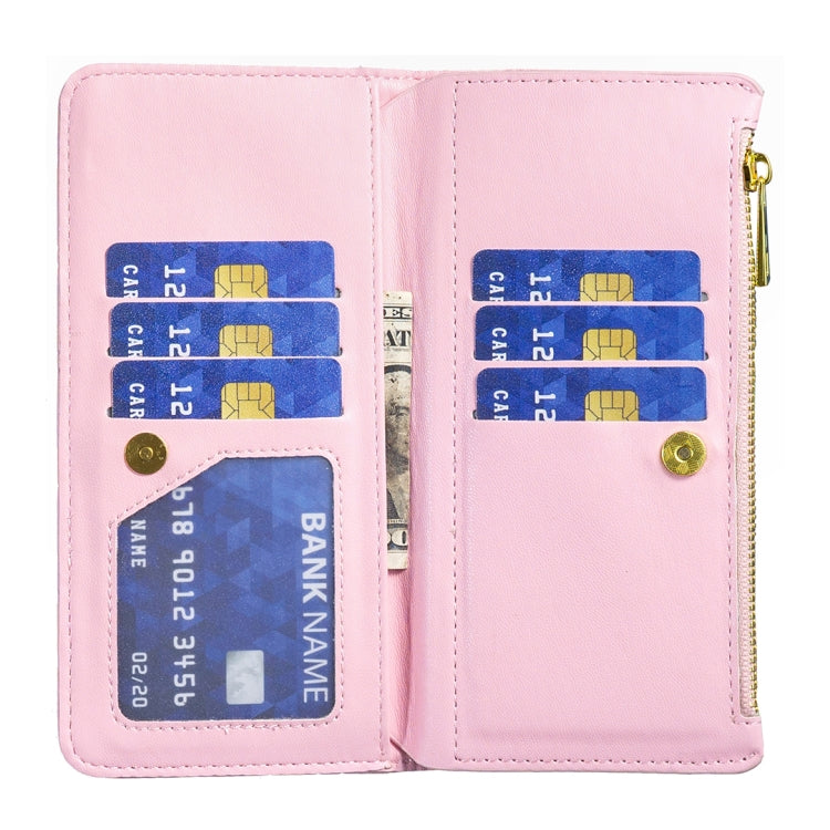For Samsung Galaxy S25+ 5G Diamond Lattice Zipper Wallet Leather Flip Phone Case(Pink) by buy2fix