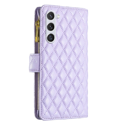 For Samsung Galaxy S25+ 5G Diamond Lattice Zipper Wallet Leather Flip Phone Case(Purple) by buy2fix