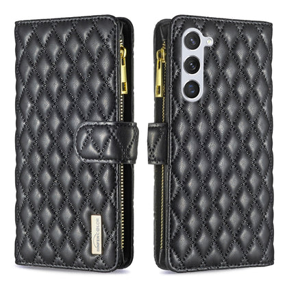 For Samsung Galaxy S25+ 5G Diamond Lattice Zipper Wallet Leather Flip Phone Case(Black) by buy2fix