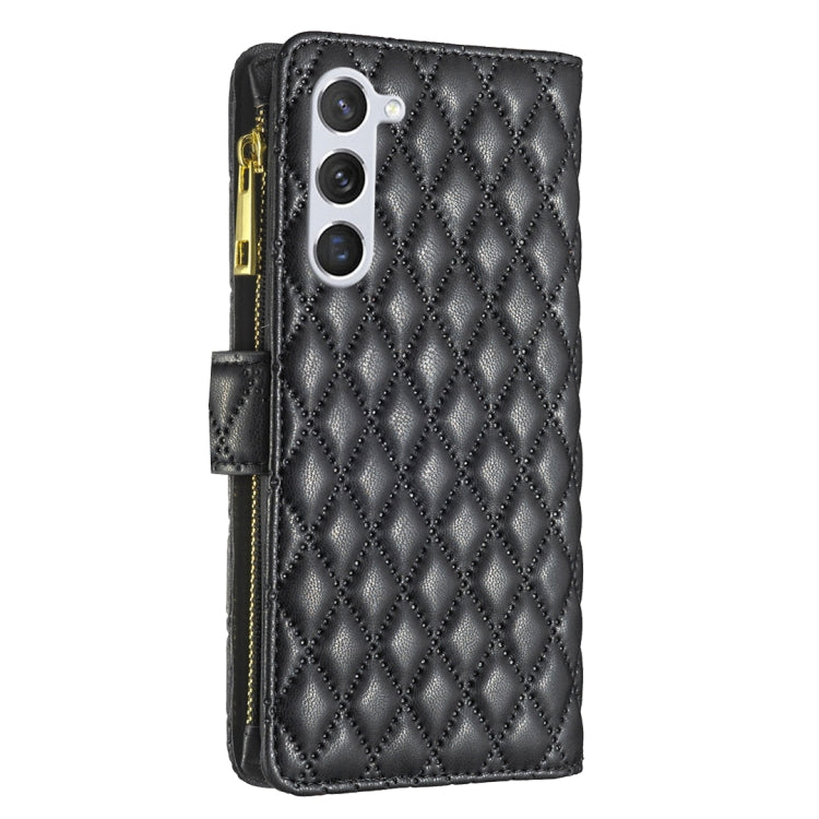 For Samsung Galaxy S25+ 5G Diamond Lattice Zipper Wallet Leather Flip Phone Case(Black) by buy2fix