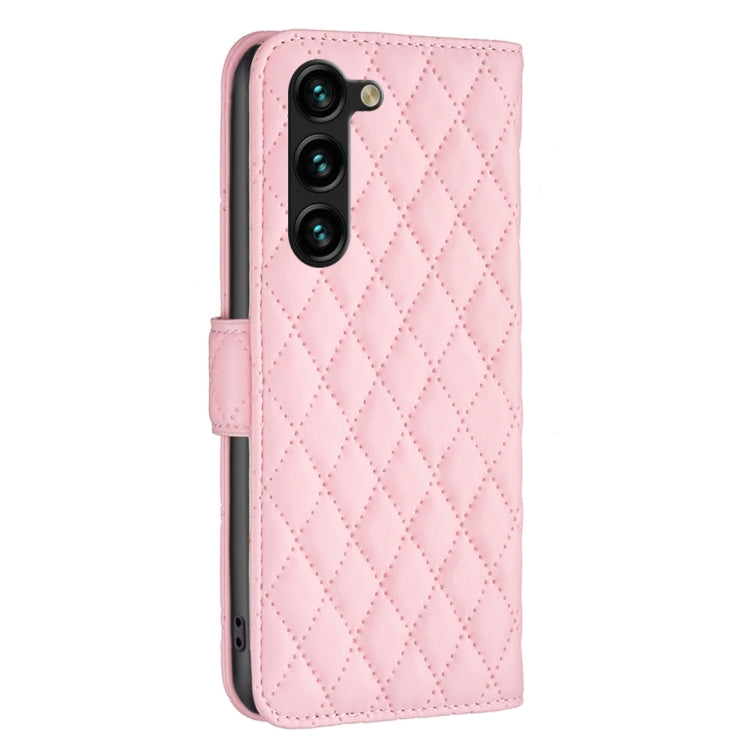For Samsung Galaxy S25+ 5G Diamond Lattice Wallet Flip Leather Phone Case(Pink) by buy2fix