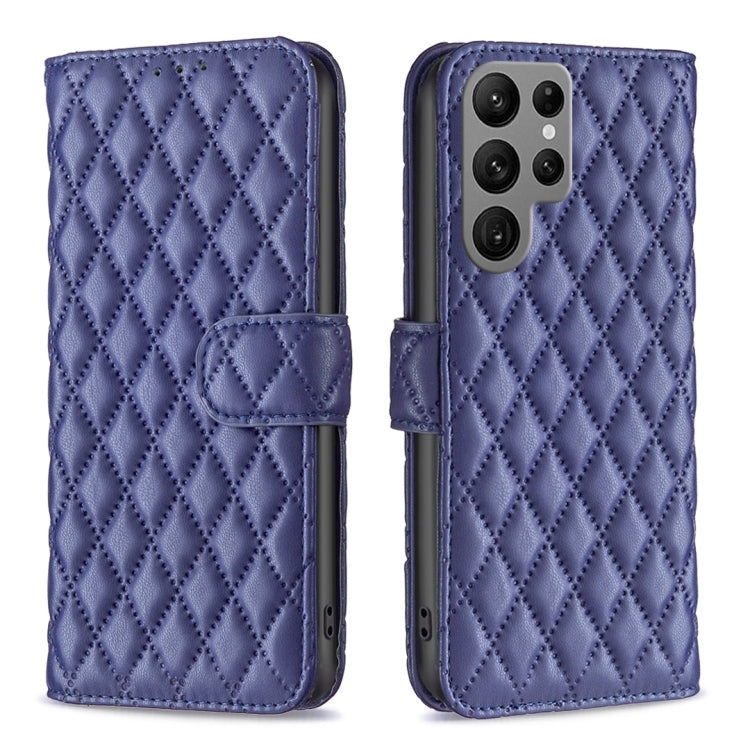 For Samsung Galaxy S25 Ultra 5G Diamond Lattice Wallet Flip Leather Phone Case(Blue) by buy2fix