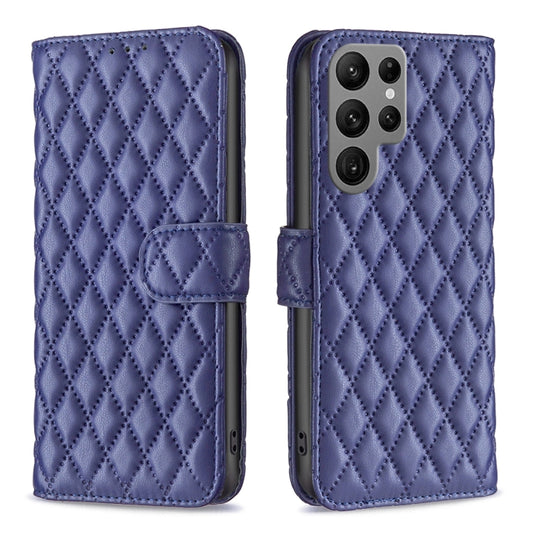 For Samsung Galaxy S25 Ultra 5G Diamond Lattice Wallet Flip Leather Phone Case(Blue) by buy2fix