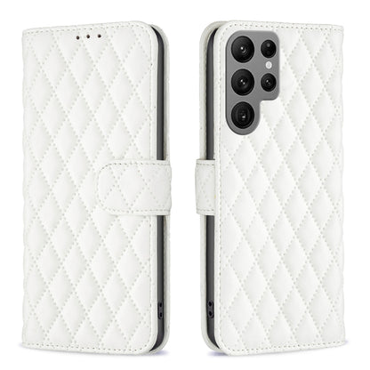 For Samsung Galaxy S25 Ultra 5G Diamond Lattice Wallet Flip Leather Phone Case(White) by buy2fix
