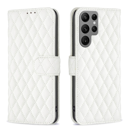 For Samsung Galaxy S25 Ultra 5G Diamond Lattice Wallet Flip Leather Phone Case(White) by buy2fix