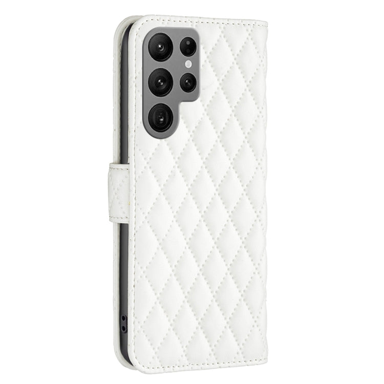 For Samsung Galaxy S25 Ultra 5G Diamond Lattice Wallet Flip Leather Phone Case(White) by buy2fix