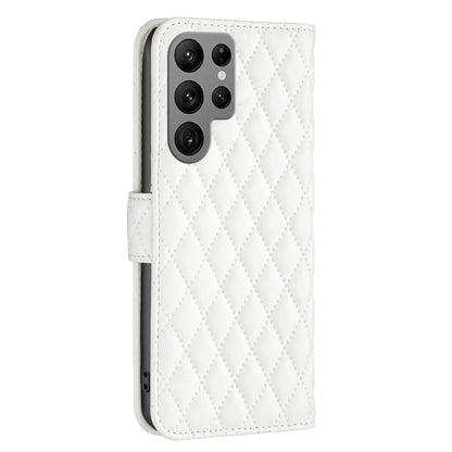 For Samsung Galaxy S25 Ultra 5G Diamond Lattice Wallet Flip Leather Phone Case(White) by buy2fix