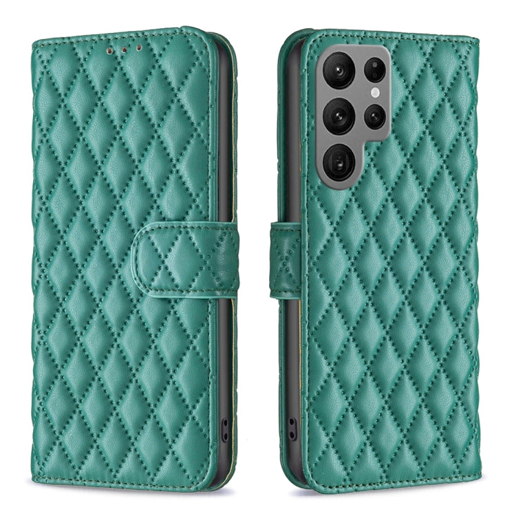 For Samsung Galaxy S25 Ultra 5G Diamond Lattice Wallet Flip Leather Phone Case(Green) by buy2fix