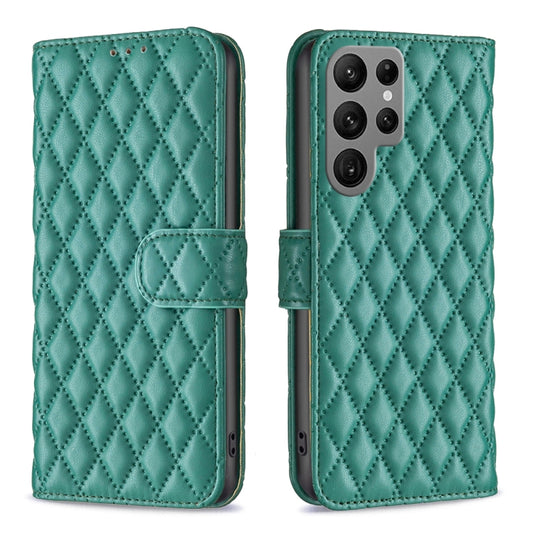 For Samsung Galaxy S25 Ultra 5G Diamond Lattice Wallet Flip Leather Phone Case(Green) by buy2fix