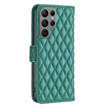 For Samsung Galaxy S25 Ultra 5G Diamond Lattice Wallet Flip Leather Phone Case(Green) by buy2fix