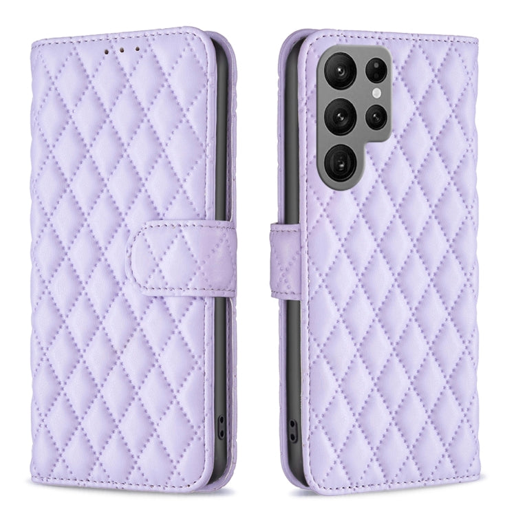 For Samsung Galaxy S25 Ultra 5G Diamond Lattice Wallet Flip Leather Phone Case(Purple) by buy2fix