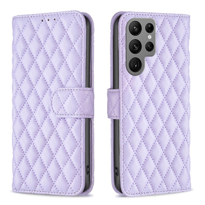 For Samsung Galaxy S25 Ultra 5G Diamond Lattice Wallet Flip Leather Phone Case(Purple) by buy2fix