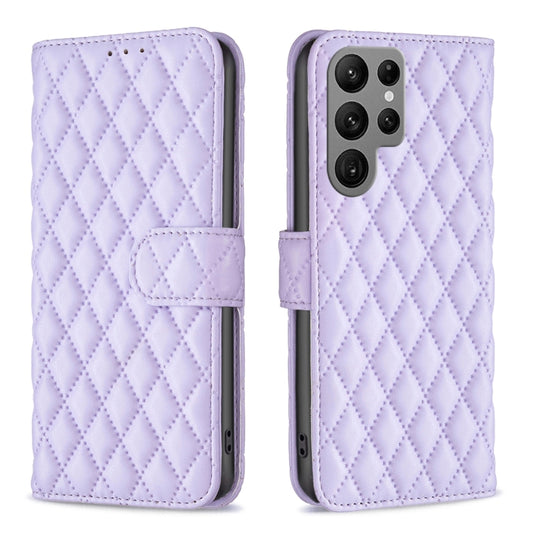 For Samsung Galaxy S25 Ultra 5G Diamond Lattice Wallet Flip Leather Phone Case(Purple) by buy2fix