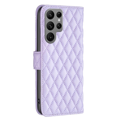 For Samsung Galaxy S25 Ultra 5G Diamond Lattice Wallet Flip Leather Phone Case(Purple) by buy2fix