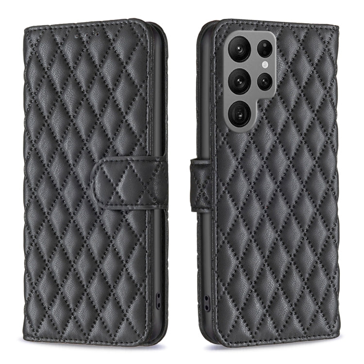 For Samsung Galaxy S25 Ultra 5G Diamond Lattice Wallet Flip Leather Phone Case(Black) by buy2fix