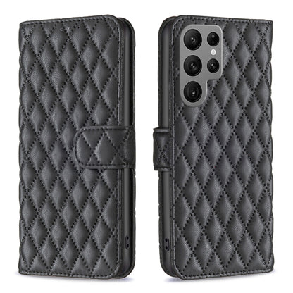 For Samsung Galaxy S25 Ultra 5G Diamond Lattice Wallet Flip Leather Phone Case(Black) by buy2fix
