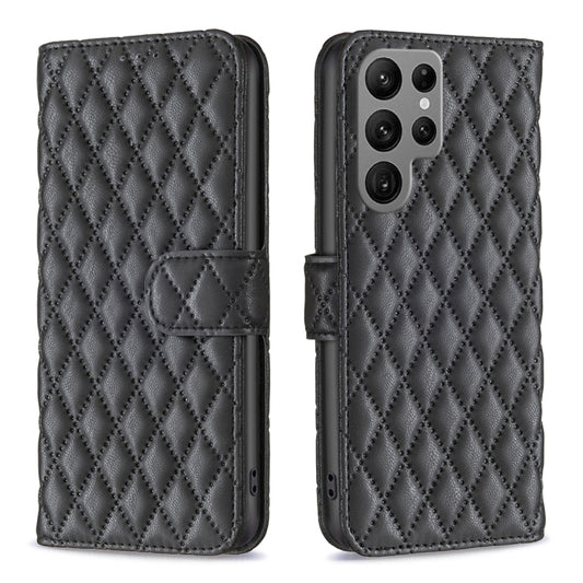 For Samsung Galaxy S25 Ultra 5G Diamond Lattice Wallet Flip Leather Phone Case(Black) by buy2fix
