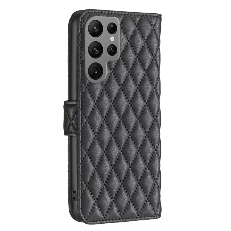 For Samsung Galaxy S25 Ultra 5G Diamond Lattice Wallet Flip Leather Phone Case(Black) by buy2fix