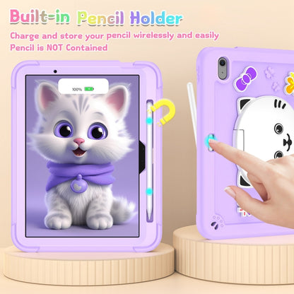 For iPad Air 11 2025 / 2024 Cat Holder Silicone Hybrid PC Tablet Case with Strap(Purple) - iPad Air 11 2025 / 2024 Cases by buy2fix | Online Shopping UK | buy2fix
