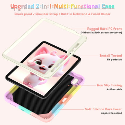 For iPad Air 11 2025 / 2024 Cat Holder Silicone Hybrid PC Tablet Case with Strap(Colorful Rose Gold) - iPad Air 11 2025 / 2024 Cases by buy2fix | Online Shopping UK | buy2fix
