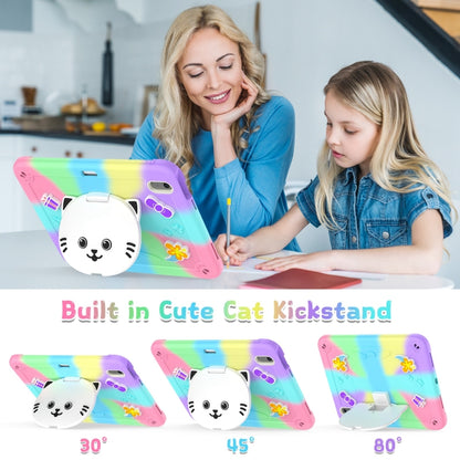 For iPad Air 11 2025 / 2024 Cat Holder Silicone Hybrid PC Tablet Case with Strap(Colorful Purple) - iPad Air 11 2025 / 2024 Cases by buy2fix | Online Shopping UK | buy2fix
