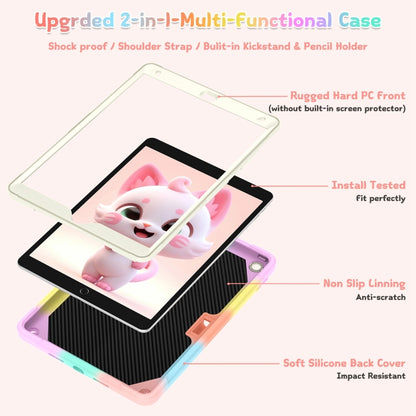 For iPad 10.2 2021 / 2020 / 2019 Cat Holder Silicone Hybrid PC Tablet Case with Strap(Colorful Rose Gold) - iPad 10.2 Cases by buy2fix | Online Shopping UK | buy2fix