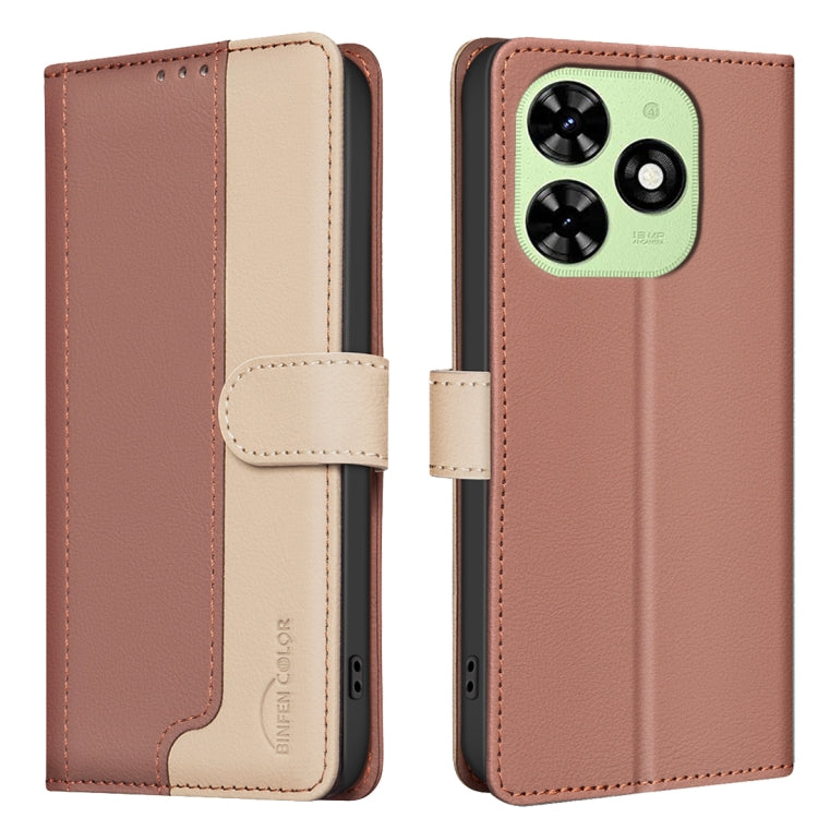 For Tecno Spark Go 2024 / 20C / Pop 8 Color Matching RFID Anti-theft Leather Phone Case(Brown) by buy2fix
