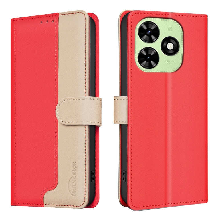 For Tecno Spark Go 2024 / 20C / Pop 8 Color Matching RFID Anti-theft Leather Phone Case(Red) by buy2fix