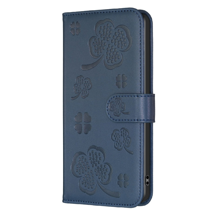 For Samsung Galaxy S25 Ultra 5G Four-leaf Embossed Leather Phone Case(Blue) by buy2fix