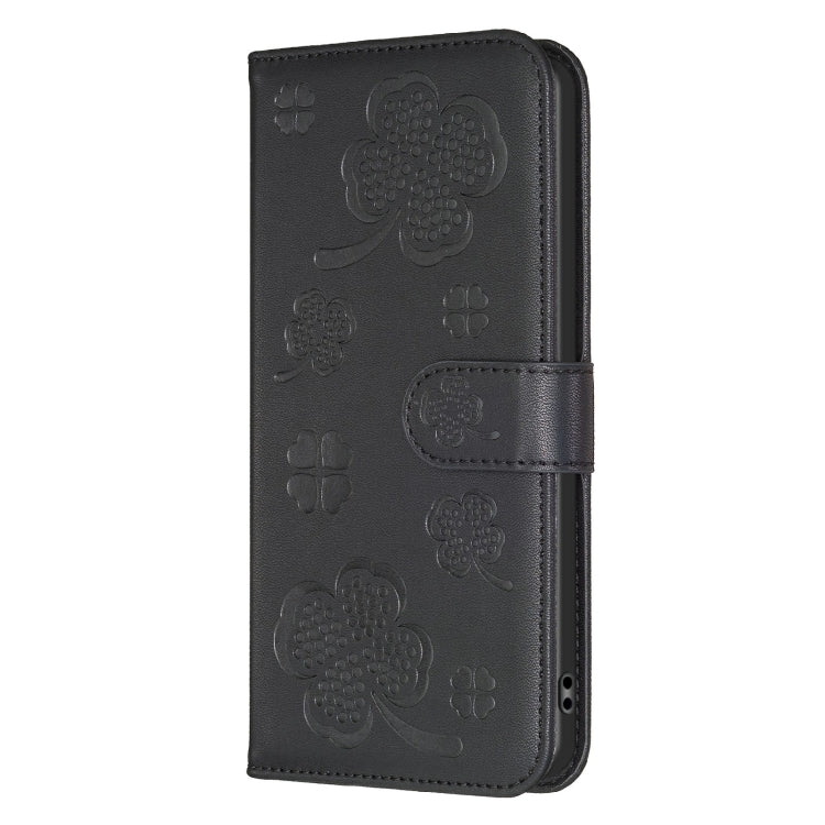 For Samsung Galaxy S25 Ultra 5G Four-leaf Embossed Leather Phone Case(Black) by buy2fix